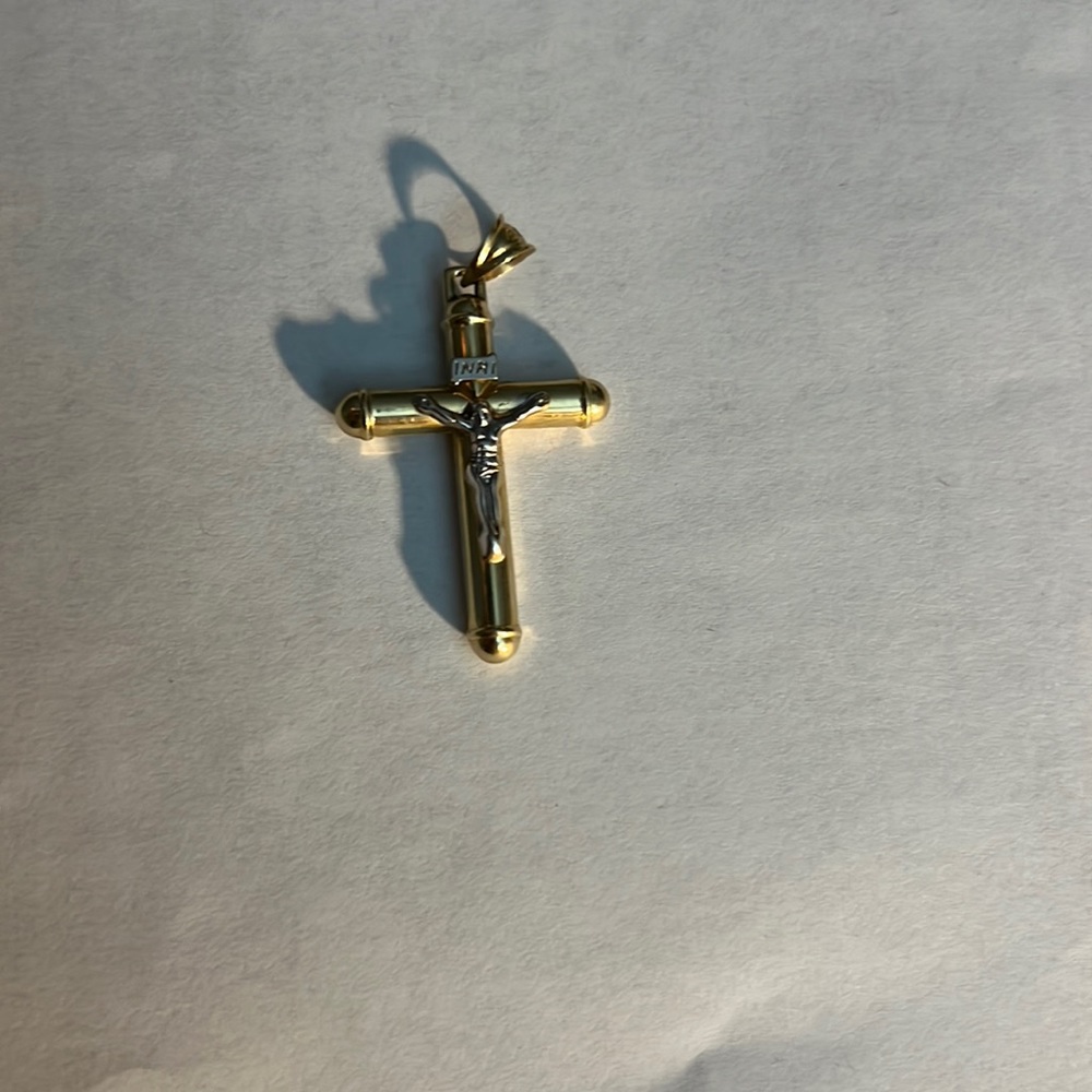 Two tone 10k real gold crucifix charm